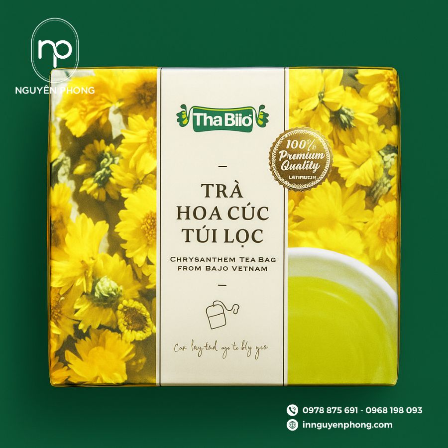 In hộp giấy đựng trà hoa cúc đẹp